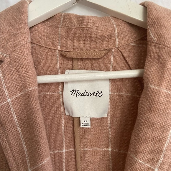 MADEWELL Tan Breezewoven Larsen Blazer in Windowpane Linen Oversized Size XS - Picture 6 of 15